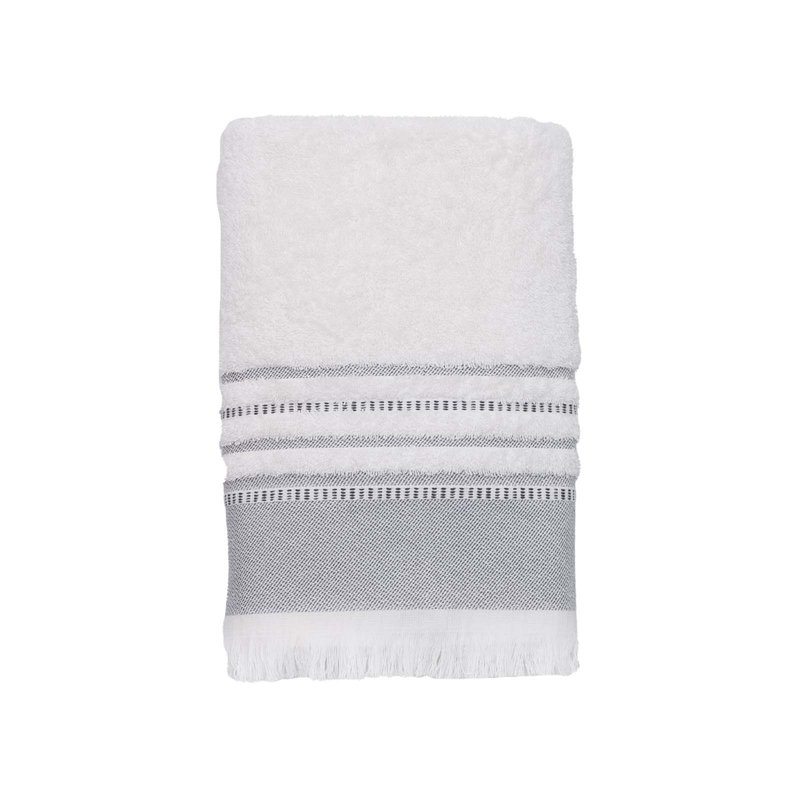 Sanhedrin Midweight Bath Towel, White/Anthracite Grey