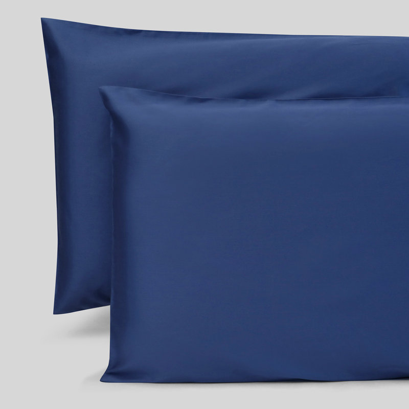 Taie d'oreiller 100% coton à densité de tissage 300 fils Percale, Très grand, Bleu foncé