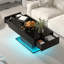 High Gloss LED Rectangle Coffee Table with 2 Drawers-610903568