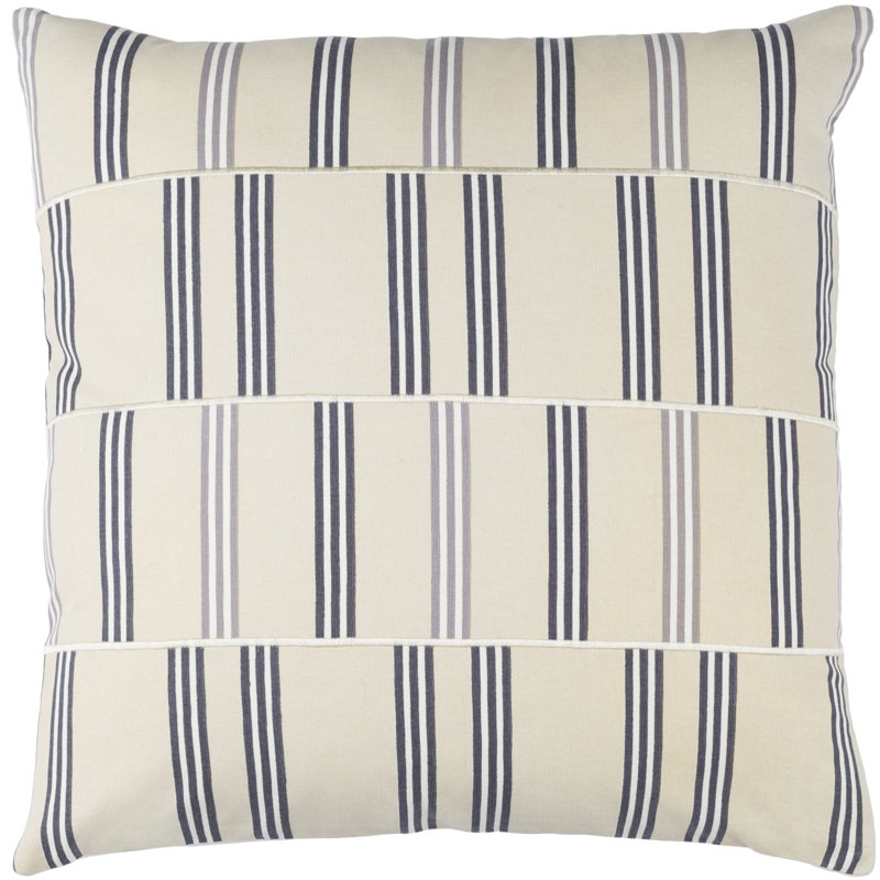 Lina Geometric Cotton Pillow Cover, 18" H x 18" W x 1" D, Beige/Charcoal