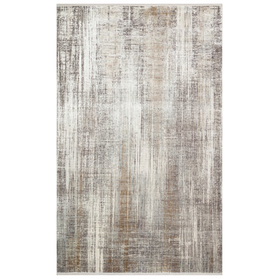 Tapis abstrait gris / beige en viscose / acrylique Piersten