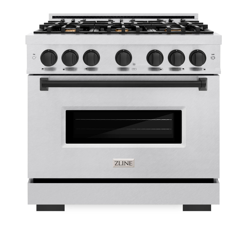 ZLINE Autograph 36" Classic DuraSnow Gas Range w/ 6 Burners & Gold Accents, Matte Black