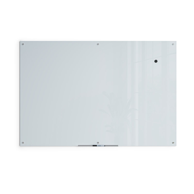 Wall Mounted Magnetic Glass Board, 47" x 70"