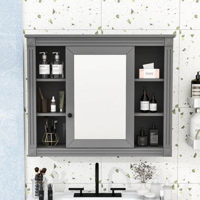Armoire de rangement murale avec miroir et tablettes