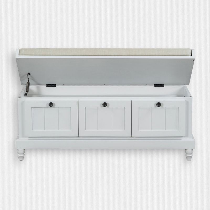 Humdan Fabric Upholstered Storage Bench, Light Gray