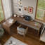 Bureau en bois massif en L noyer clair-988972927-988972915