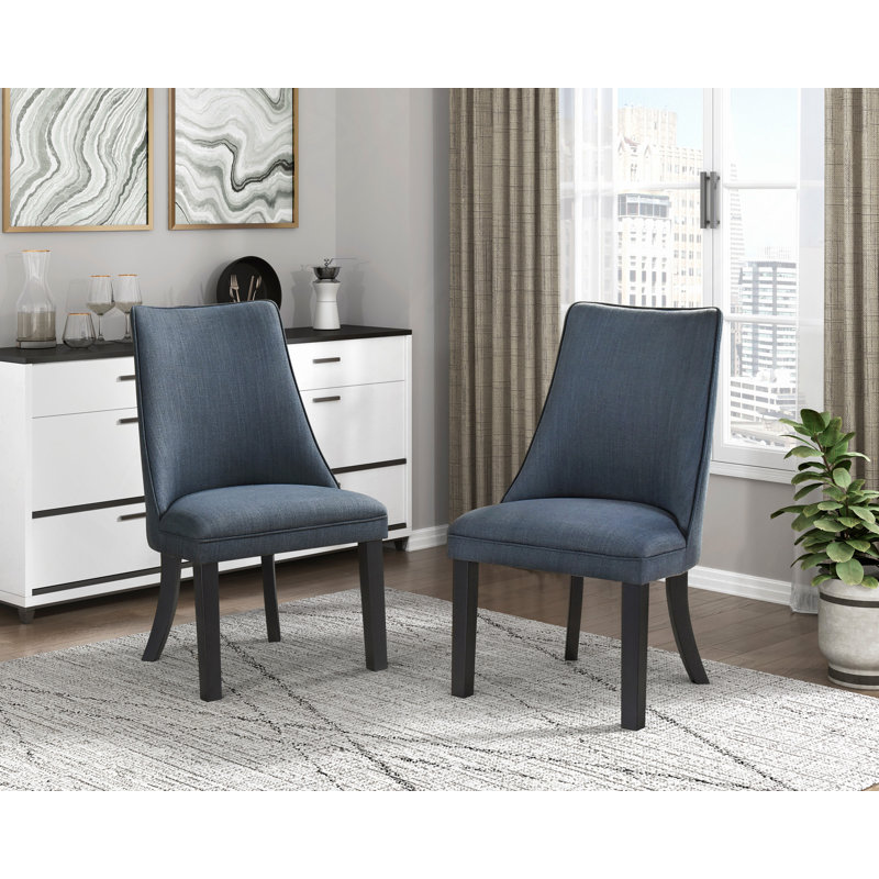 Ensemble de 2 chaises d'appoint rembourrées en tissu texturé avec pieds en bois au fini noyer foncé