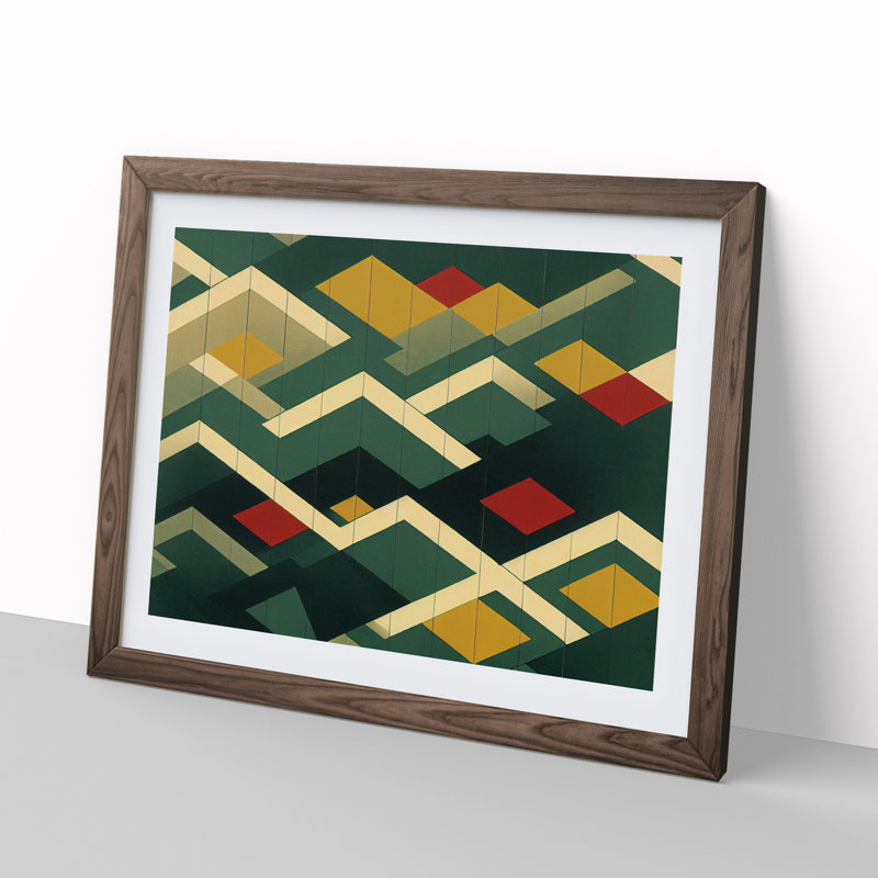 Abstract Mountain Art - Framed Print, 34cm H x 46cm W x 2cm D, Walnut