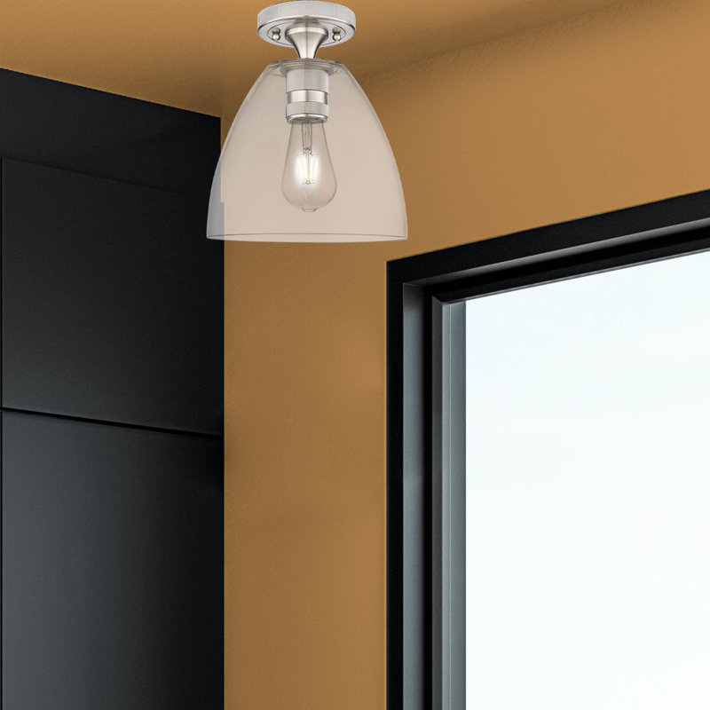 Downtown Urban - Kennedy - 1 Light 9" Bristol Flush Mount - Clear Shade, Satin Nickel