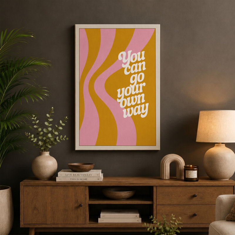 You Can Go Your Own Way Typography 1 Piece Wrapped Canvas Wall Art, 36x24 - 91.4 x 61.0 cm, Sage Border