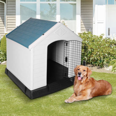IAFIKE Wooden Dog House Outdoor Insulated for Medium Dogs Crate with  Pitched Asphalt Roof,Effective Heat Insulation and Rain Proof,Waterproof 