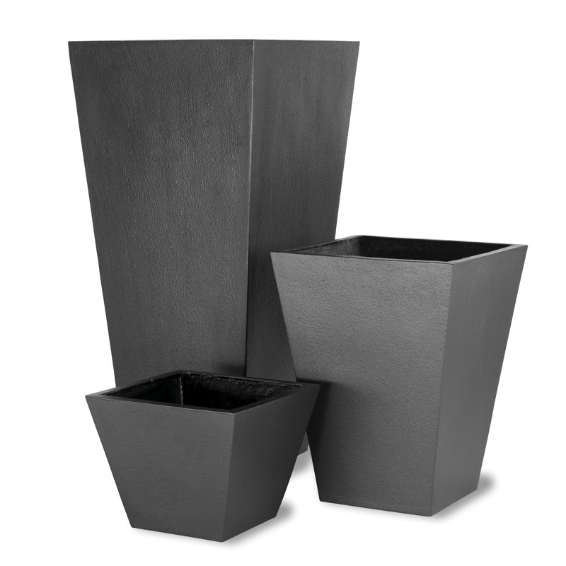 Vrtanes Geo Fibreglass Cachepot, 28cm H x 35cm W x 35cm D, Faux Lead