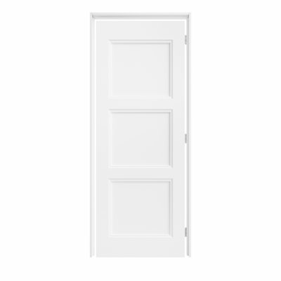 Porte pré-suspendue intérieure moulée 3 panneaux 32 "x 80" avec charnières argentées, dalle de porte à cadre solide avec cadre, porte intérieure comme porte de garde-manger, porte de chambre à coucher, porte de buanderie, portes de placard, portes de pièce, droite