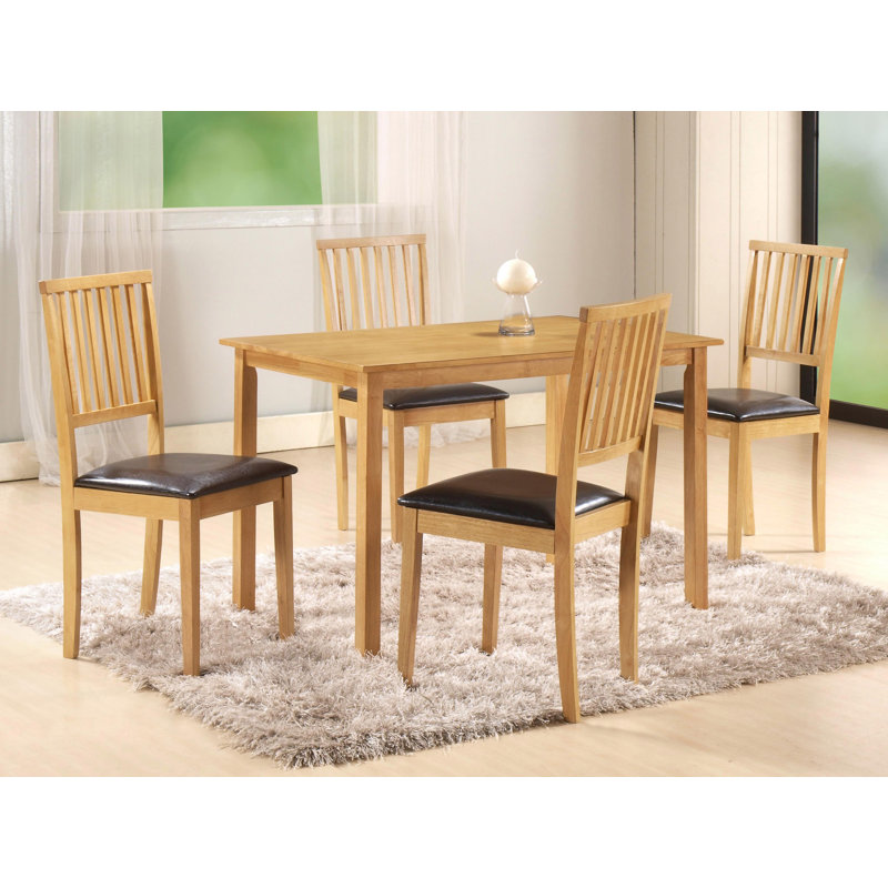 4 - Person Rubberwood Solid Wood Dining Set