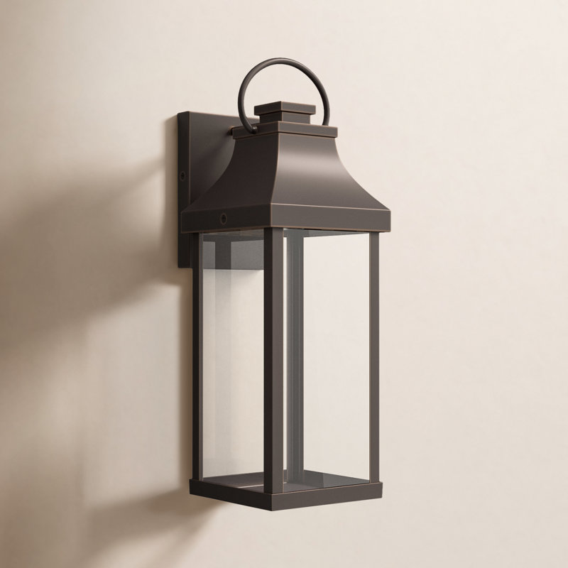 Parker Outdoor 1-Light Night Sky Small Wall Lantern With Clear Glass, Oiled Bronze,  17.25"H x 6"W x 7.5"D