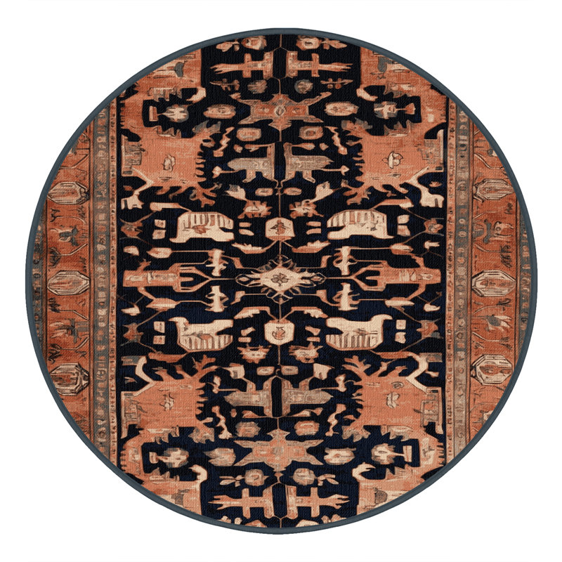 Tapis brun lavable à la machine, Rond 6 pi