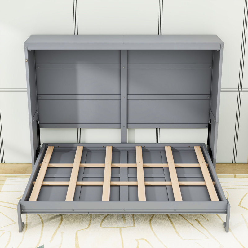Lit escamotable avec port USB intégré, Double, Gris