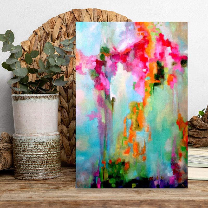 «Vibrant Abstract Garden», art floral coloré et audacieux, H 18 po x l 12 po