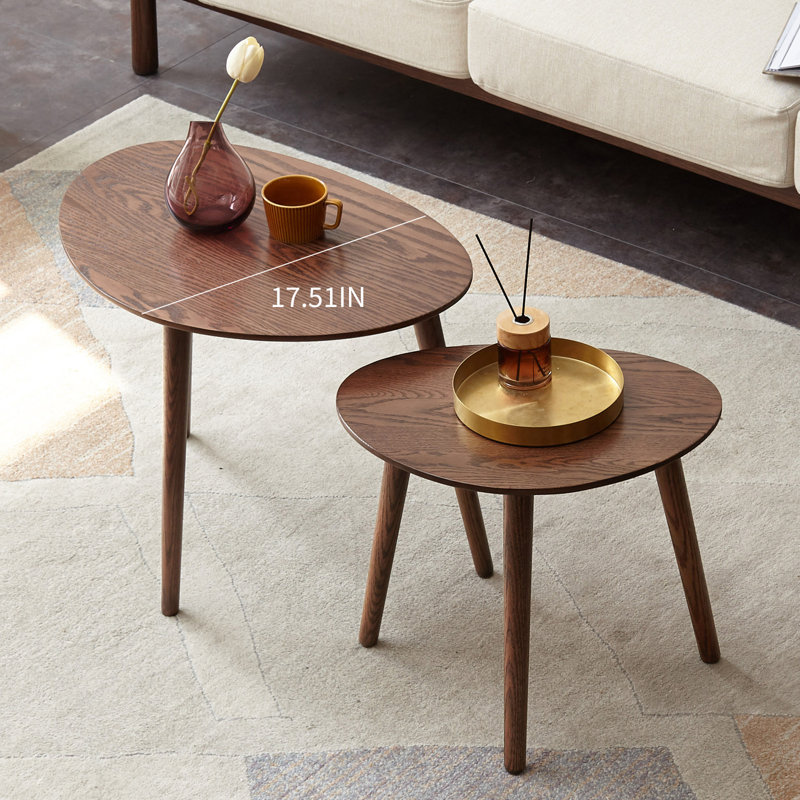 Table basse en bois de chêne massif en forme de galet - table basse en bois naturel - facile à assembler | Idée de cadeau