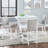 5 Piece Counter Height Table Set, Wooden Kitchen Table Set With Square Table And 4 Upholstered Chairs, Counter Height Dining Table With Crystal Decoration And Chair Set For Kitchen, Dining Room,White-1630950195-1630950193