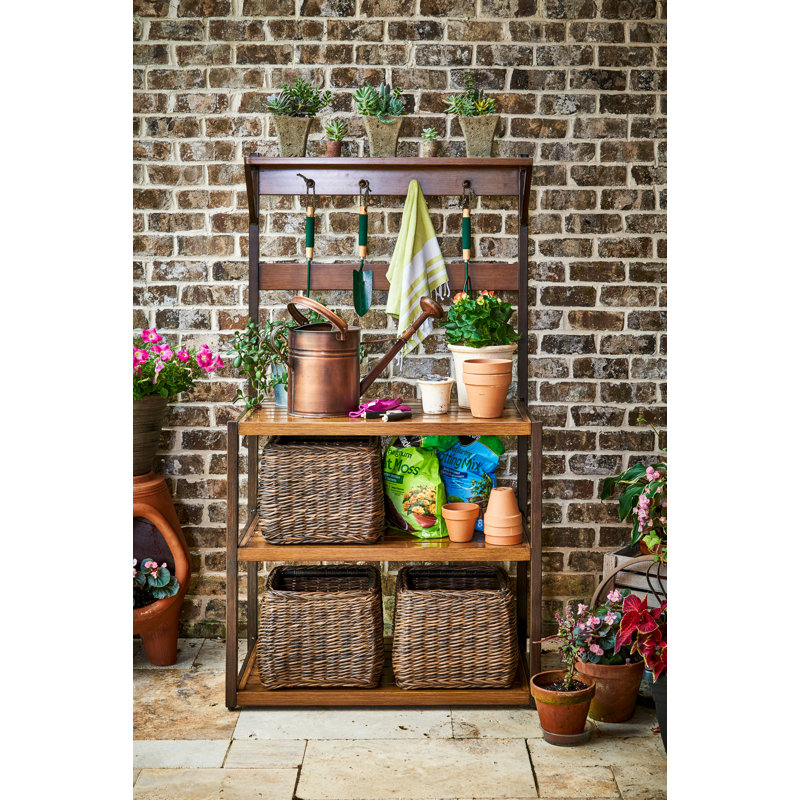 Hand Woven Wicker Decorative Basket, 10.5" H x 17" W x 17" D