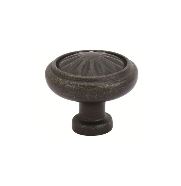 Poignée d'armoire ronde en bronze Emtek Tuscany, Bronze plat noir patiné, H 1,75 po x l 1,75 po x P 1,5 po