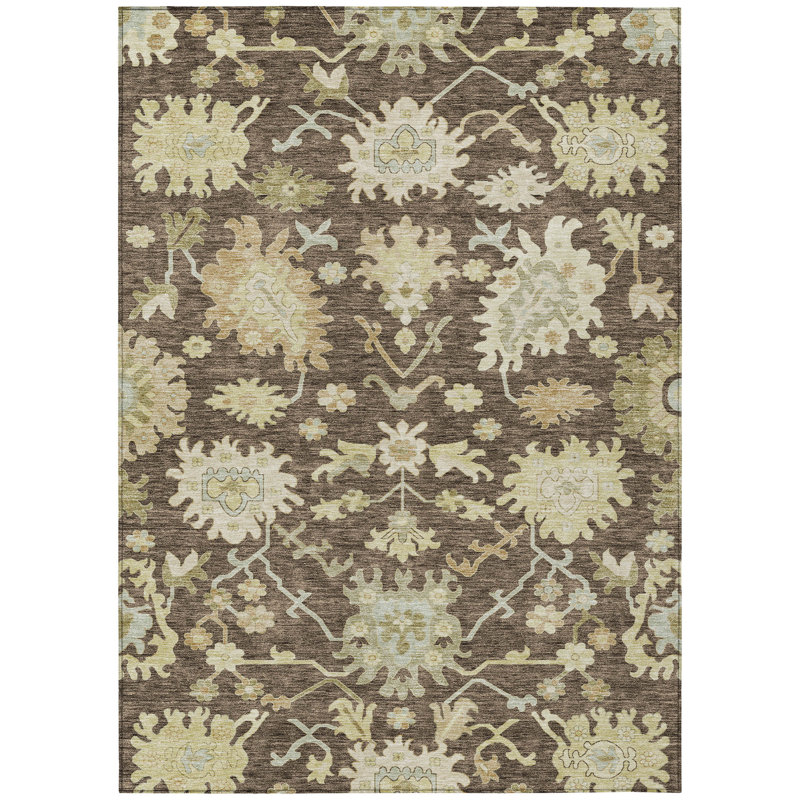 Machine Washable Indoor/Outdoor Cicel ACN1150 Chocolate, Rectangle 10' x 14'