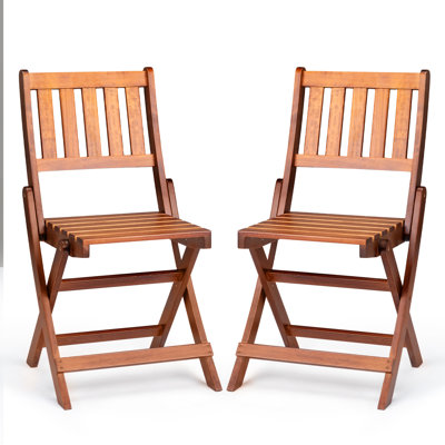Patio Acacia Wood Folding Chair(Set Of 2)