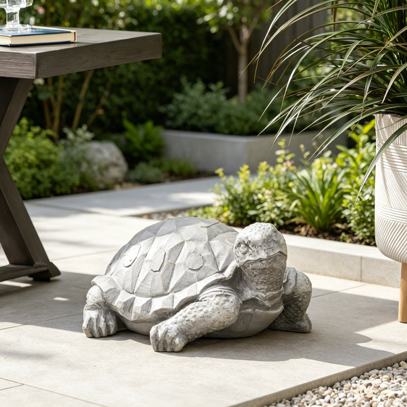 Statue tortue d'extérieur, gris foncé, sans assemblage requis