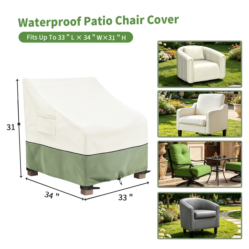 Heavy Duty Patio Chair Cover Waterproof For Outdoor Chairs, 33“W x 34”D x 31"H