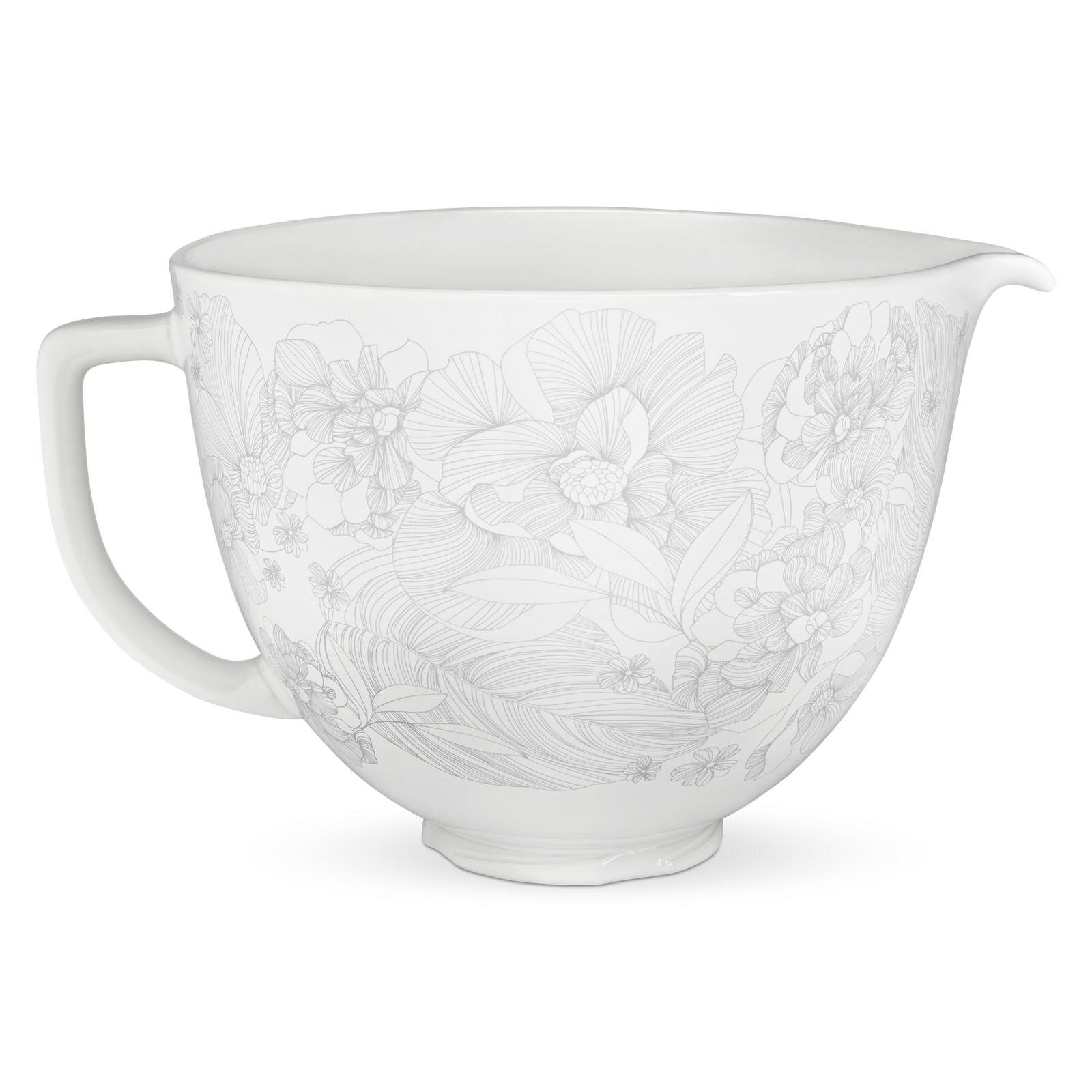 5-Quart Whispering Floral Ceramic Bowl + Flex Edge Beater for 4.5