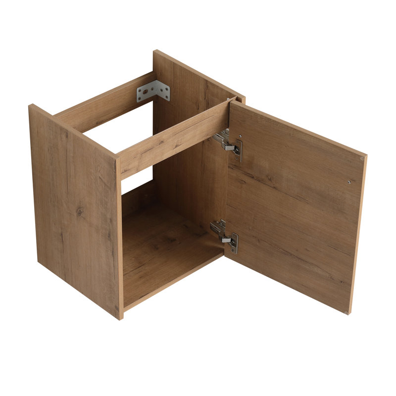 Meuble-lavabo flottant mural 18 po avec lavabo en céramique et porte d'armoire à fermeture en douceur, pour petite salle de bain