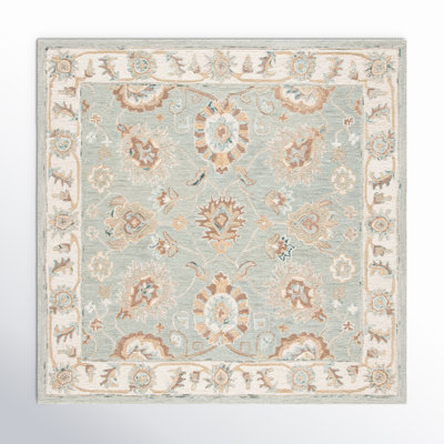 Desmondia Aqua Ivory Hand-Woven Wool Rug