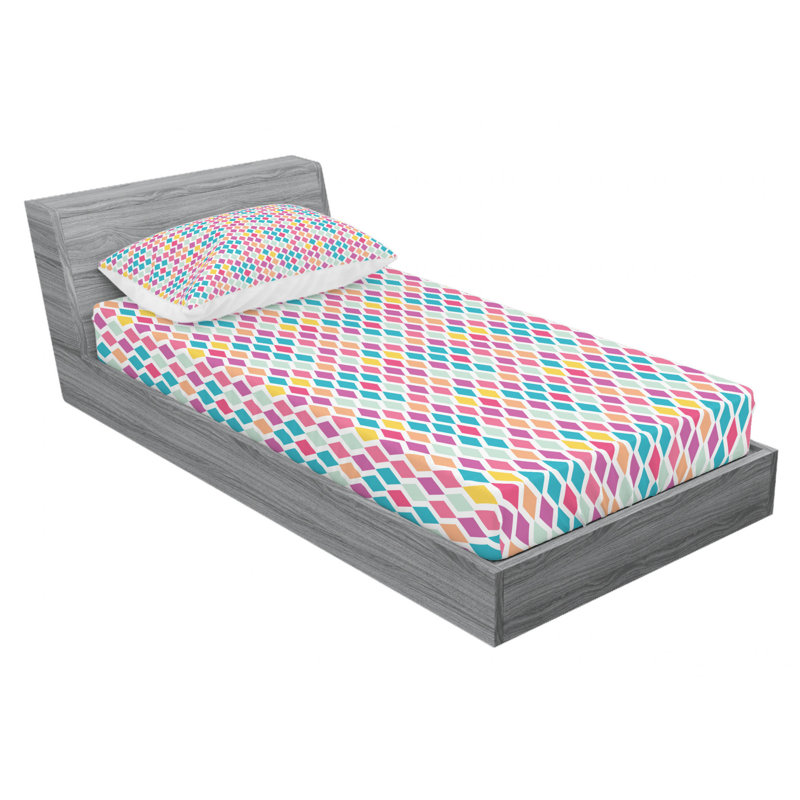 Microfiber Geometric Sheet Set, Twin Sheet Set with Fitted Sheet