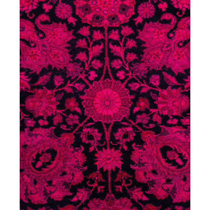 Overdyed Hand-Knotted Wool Modern-Contemporary Pink Runner 2' 7" x 6' 5"