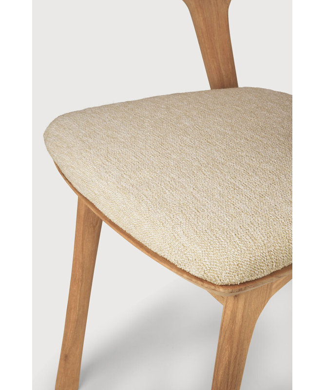 Bok Outdoor Teak Dining Side Chair, Teak  Frame/Natural Cushion