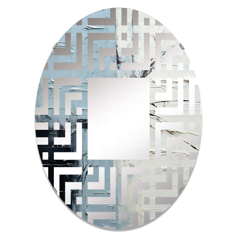 Minimalisme harmonie scandinave Art II - Miroir décoratif labyrinthe | Ovale, 35,4 po x 23,6 po