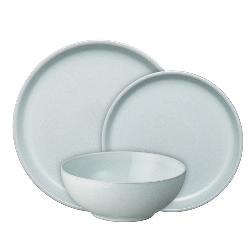 Denby Elements 12 Piece Coupe Dinnerware Set, Service for 4, Light Green