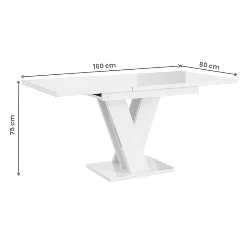 160 cm Extendable Dining Table, White High Gloss