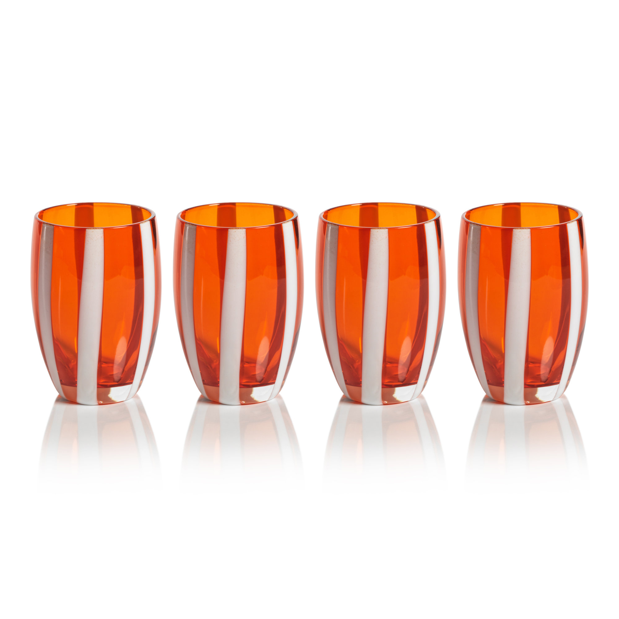Brasilia Stemless Glasses, Set of 4, Orange