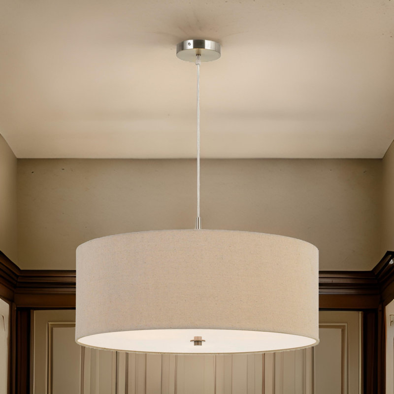 Lustre à abat-jours cylindrique à trois lumières