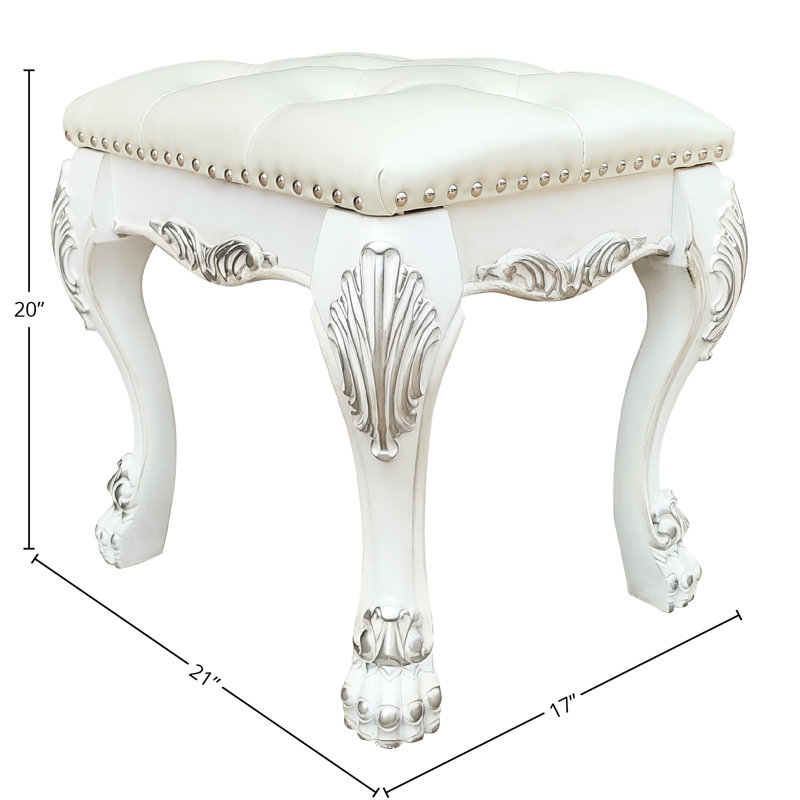 Meuble-lavabo blanc Ii Bone - capacité de poids de 220 lb, largeur de siège de 21 po, profondeur de 17 po, assise confortable pour tabouret de dimensions de 21 po x 17 po, élégant et fonctionnel
