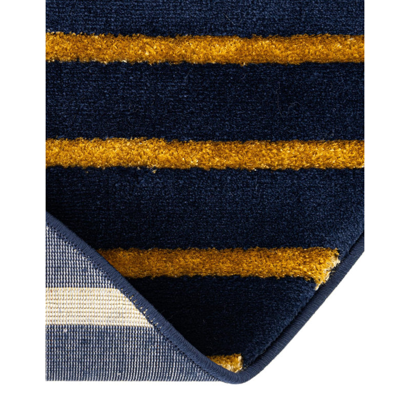 Tapis Latitude Run® Mirage Nikica Bleu marine et or Latitude, Rond 3 pi 1 po
