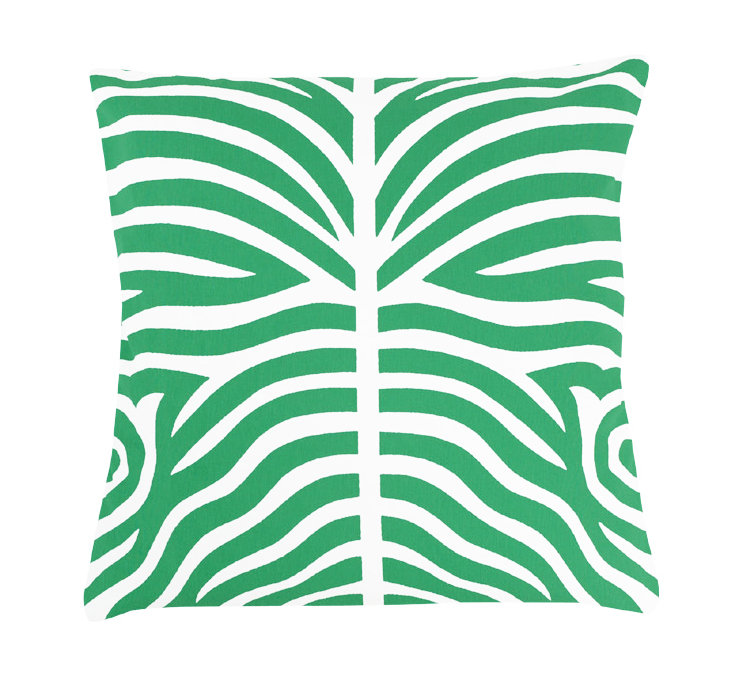 Xandra Animal Print Cotton Reversible Throw Pillow, Green