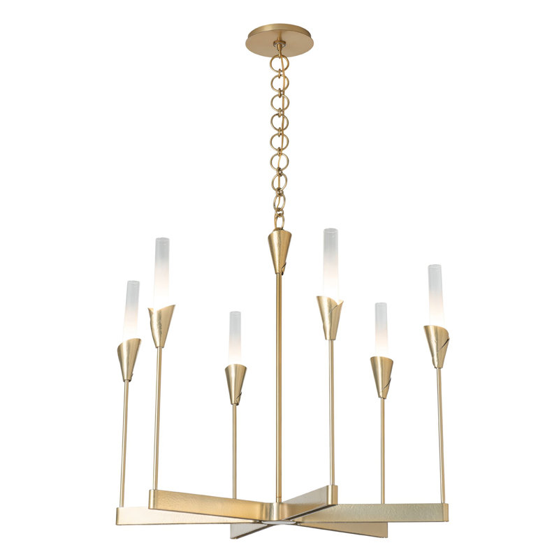 Lilium Chandelier - 6-Light - Dark Smoke, Modern Brass