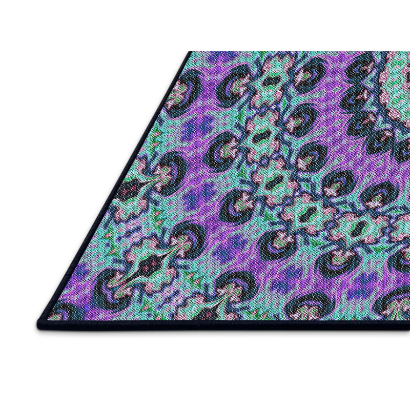 Tapis bleu/rose à tisser électrique, Rectangle 4 pi x 6 pi