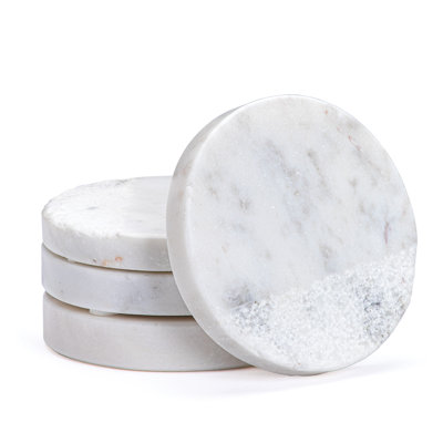 Ensemble de 4 sous-verres ronds en marbre Raniyha