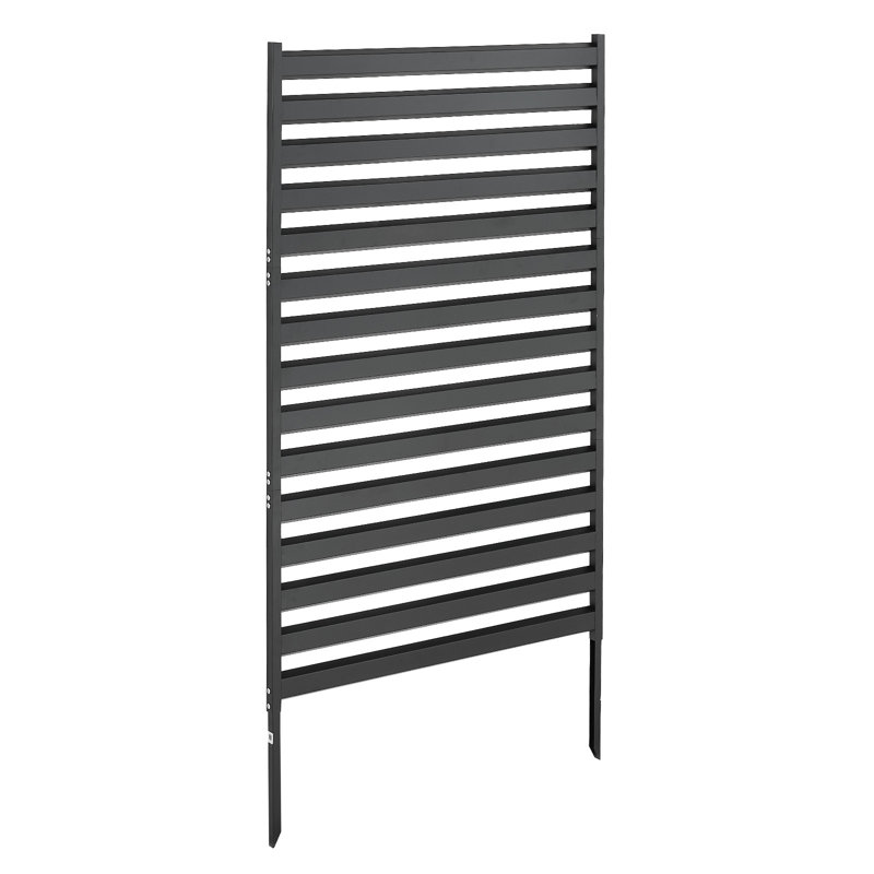 Écran d'intimité en métal, l 38 po x H 60 po, clôture d'intimité moderne autoportante, panneau de séparation de jardin avec piquets de sol allongés et panneau de hauteur réglable et séparateur d'extérieur autoportant pour le jardin, intérieur