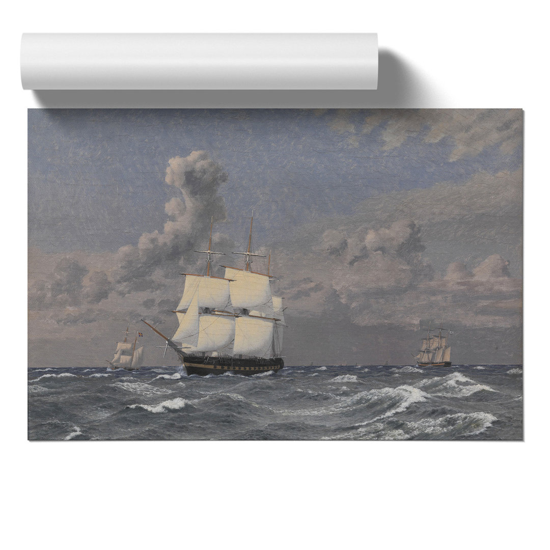 A Frigate Ship by Christoffer Wilhelm Eckersberg - Frameless Print