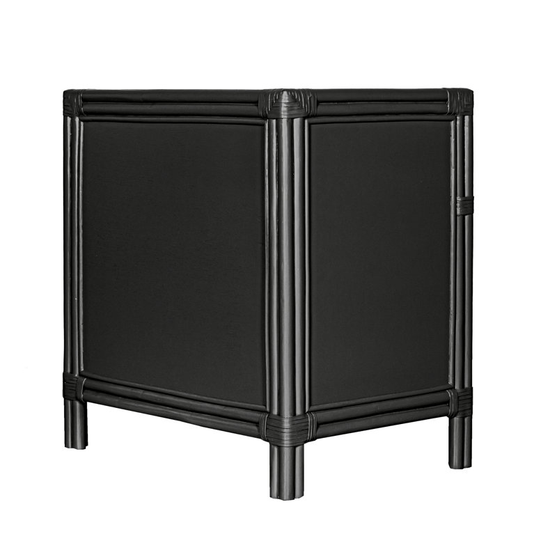 Clara Collection 1 - Drawer Rattan Nightstand, Black
